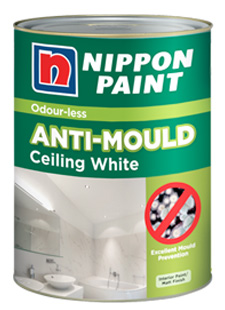 Nippon Odour~less Anti-Mould Ceiling White is an environmentally favorable green product formulated with anti-mould properties with a broad spectrum protection against most species of mould.  It is formulated for ceilings especially damp areas such as kitchen and bathroom and area around air-conditioners. - See more at: http://www.nipponpaint.com.sg/products/interior-paints/odour-less-anti-mould-ceiling-white#sthash.0ejBM5ZY.dpuf